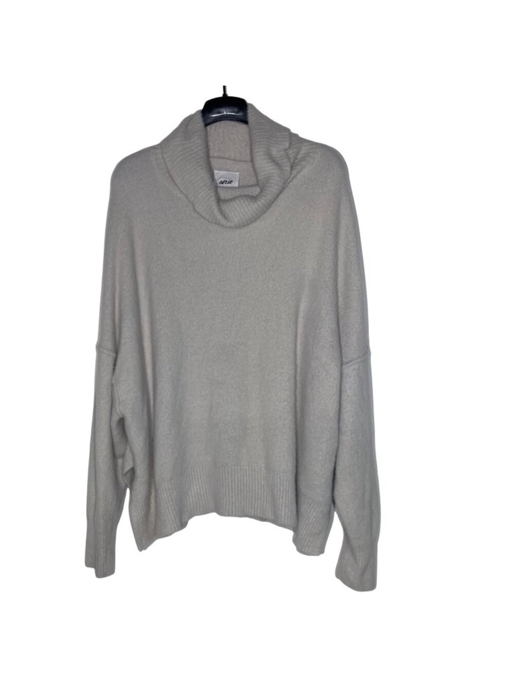 Aerie Chunky‎ Boxy Turtleneck Sweater Sz XXL Super Soft Side Slits Ivory